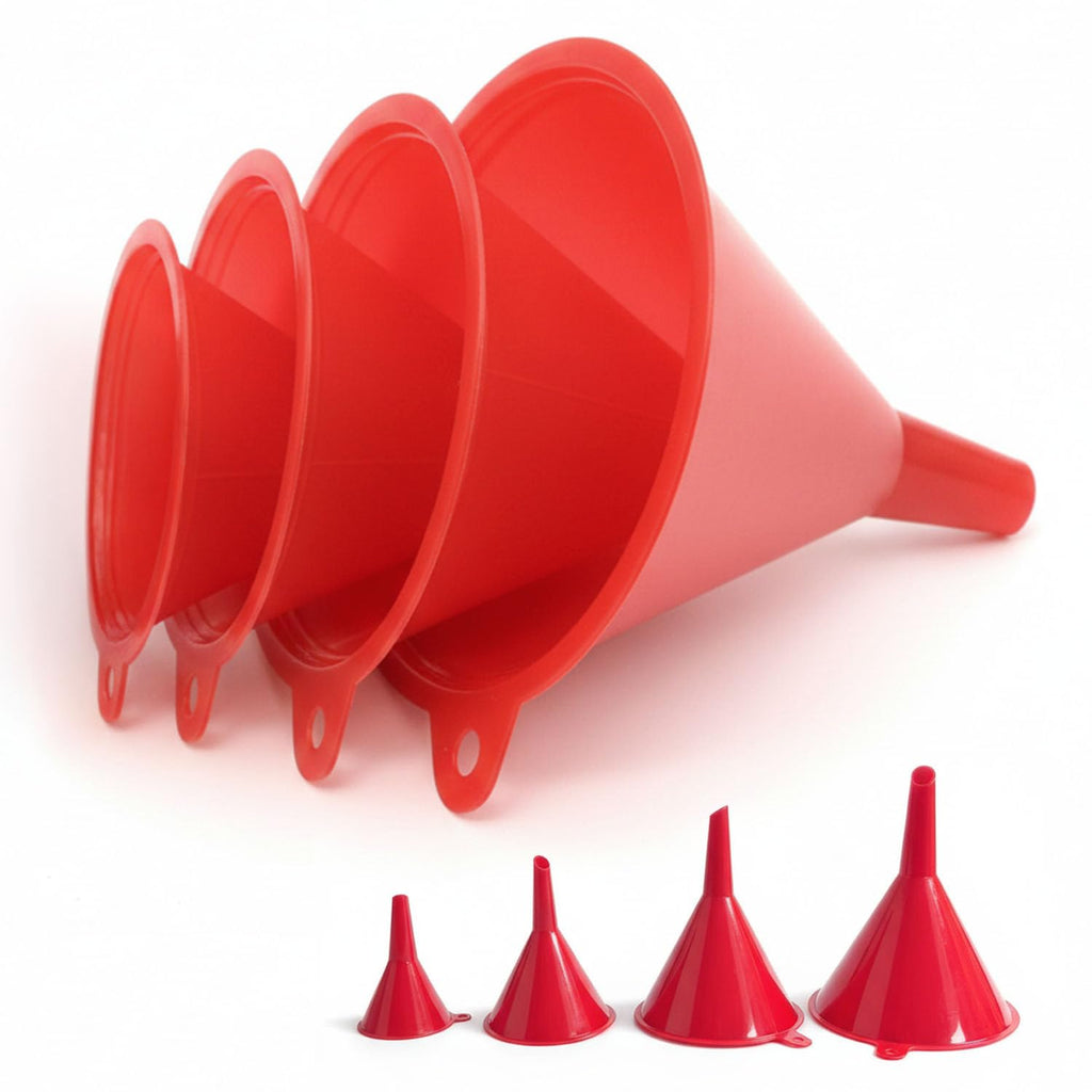 Plastic Funnel Set of 4 - red