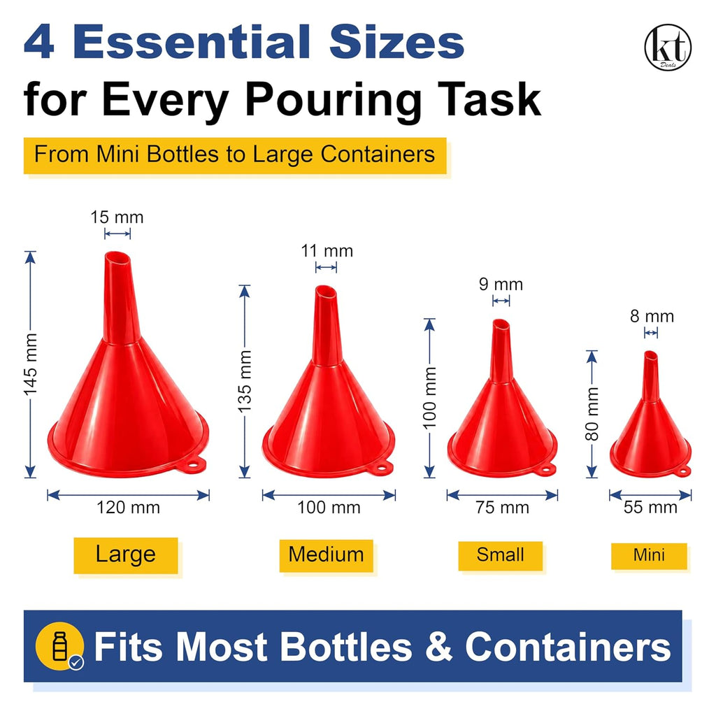 Plastic Funnel Set of 4 - red