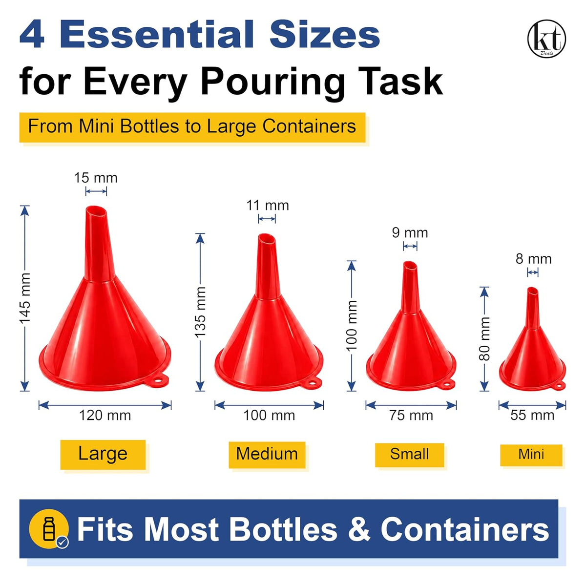 Plastic Funnel Set of 4 - red