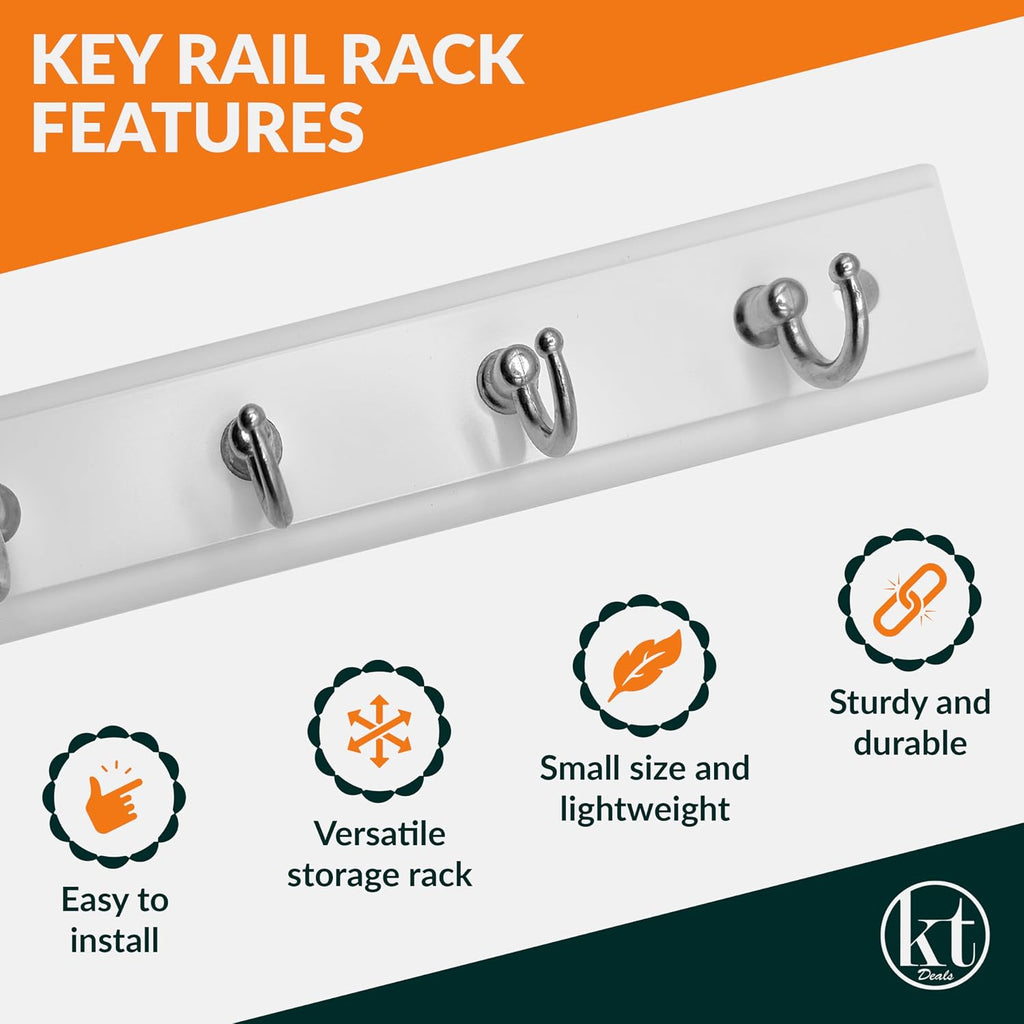 White Key Rack - 4 Hooks