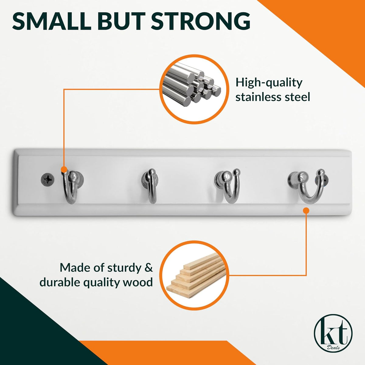 White Key Rack - 4 Hooks