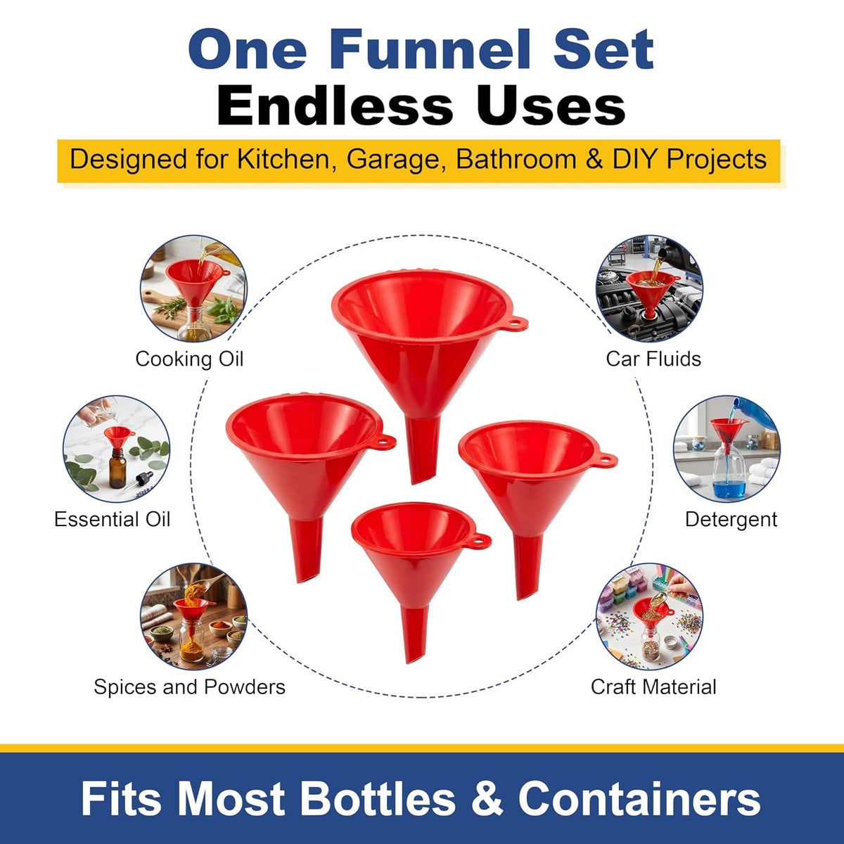 Plastic Funnel Set of 4 - red