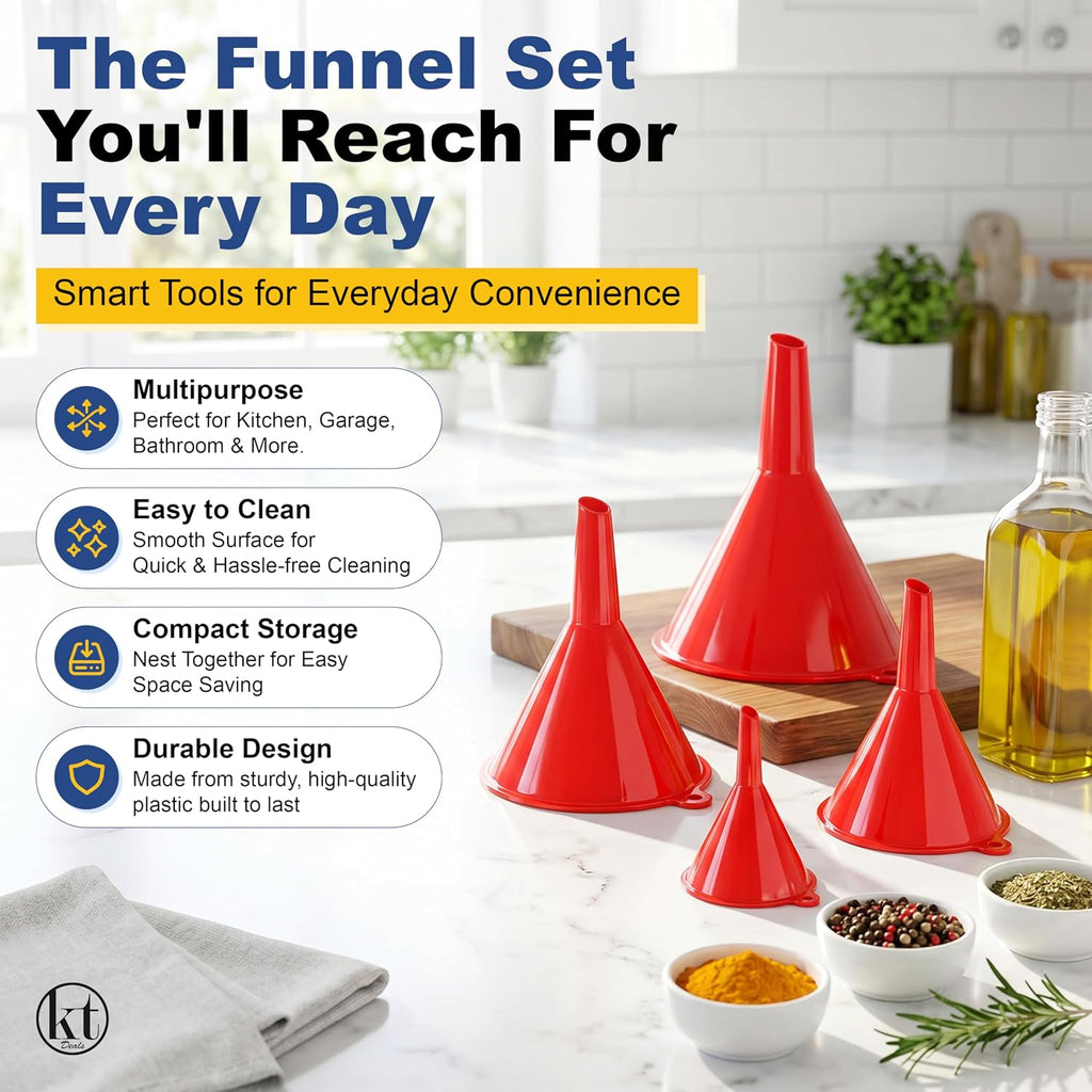 Plastic Funnel Set of 4 - red