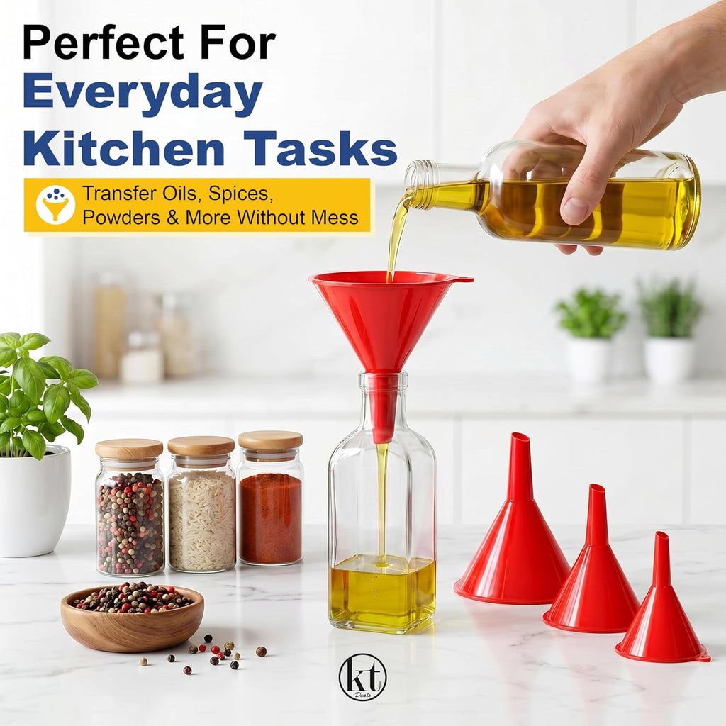 Plastic Funnel Set of 4 - red