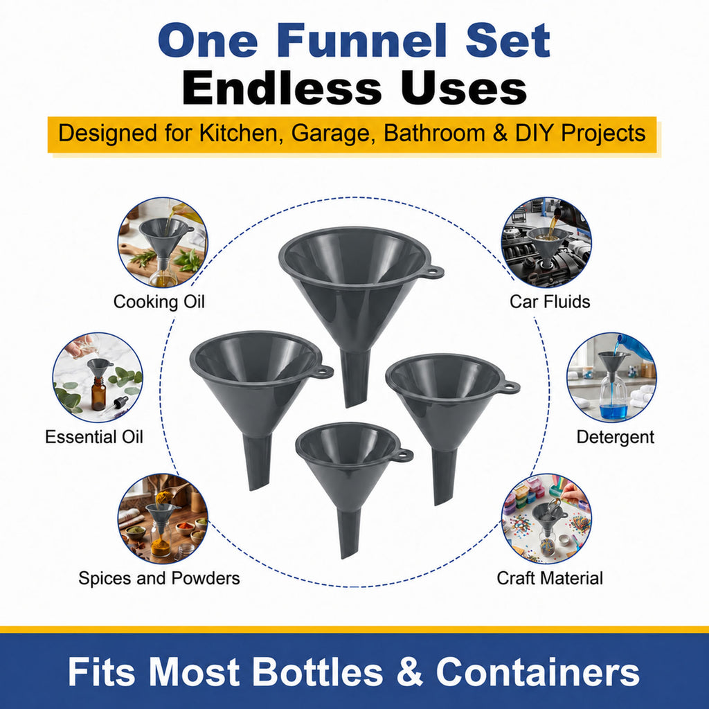 Plastic Funnel Set of 4 - gray