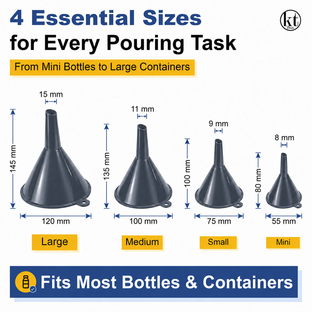 Plastic Funnel Set of 4 - gray