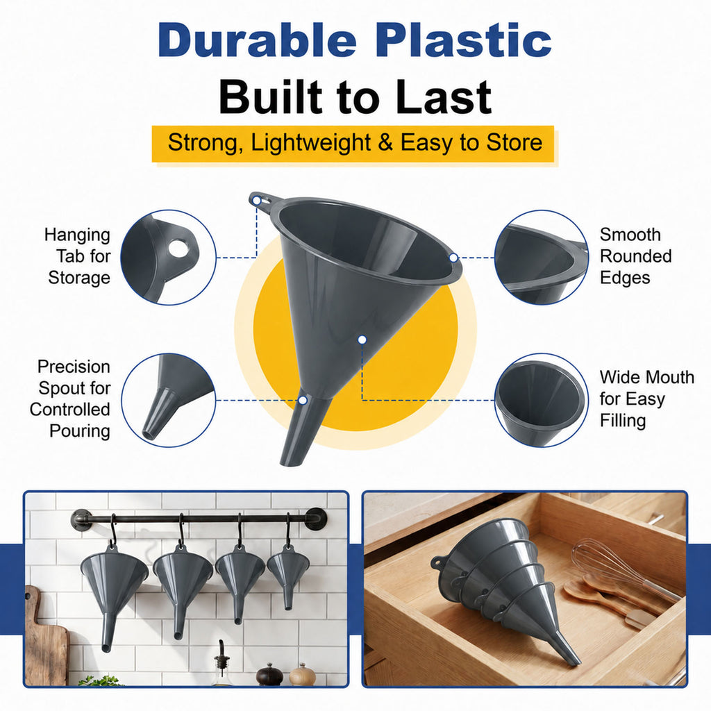 Plastic Funnel Set of 4 - gray