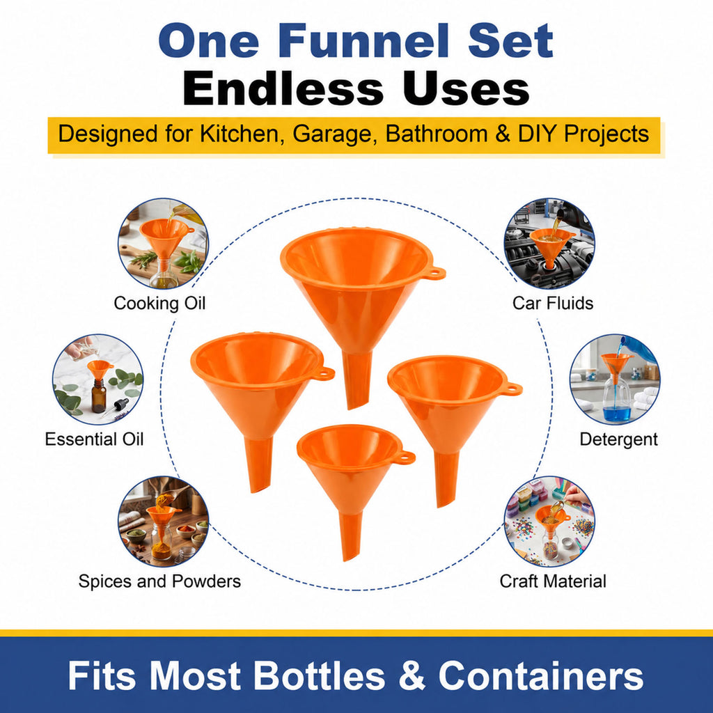 Plastic Funnel Set of 4 - orange