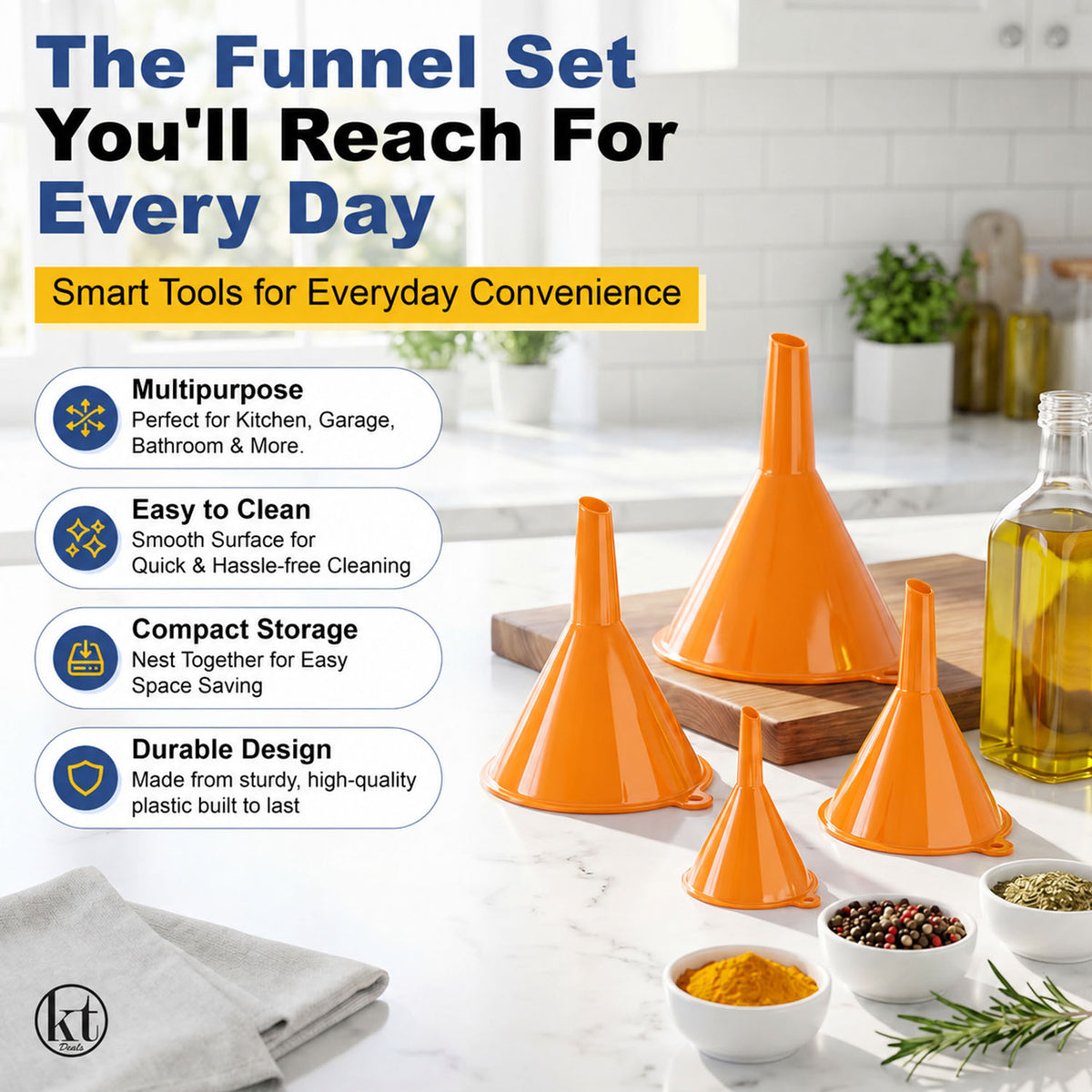 Plastic Funnel Set of 4 - orange