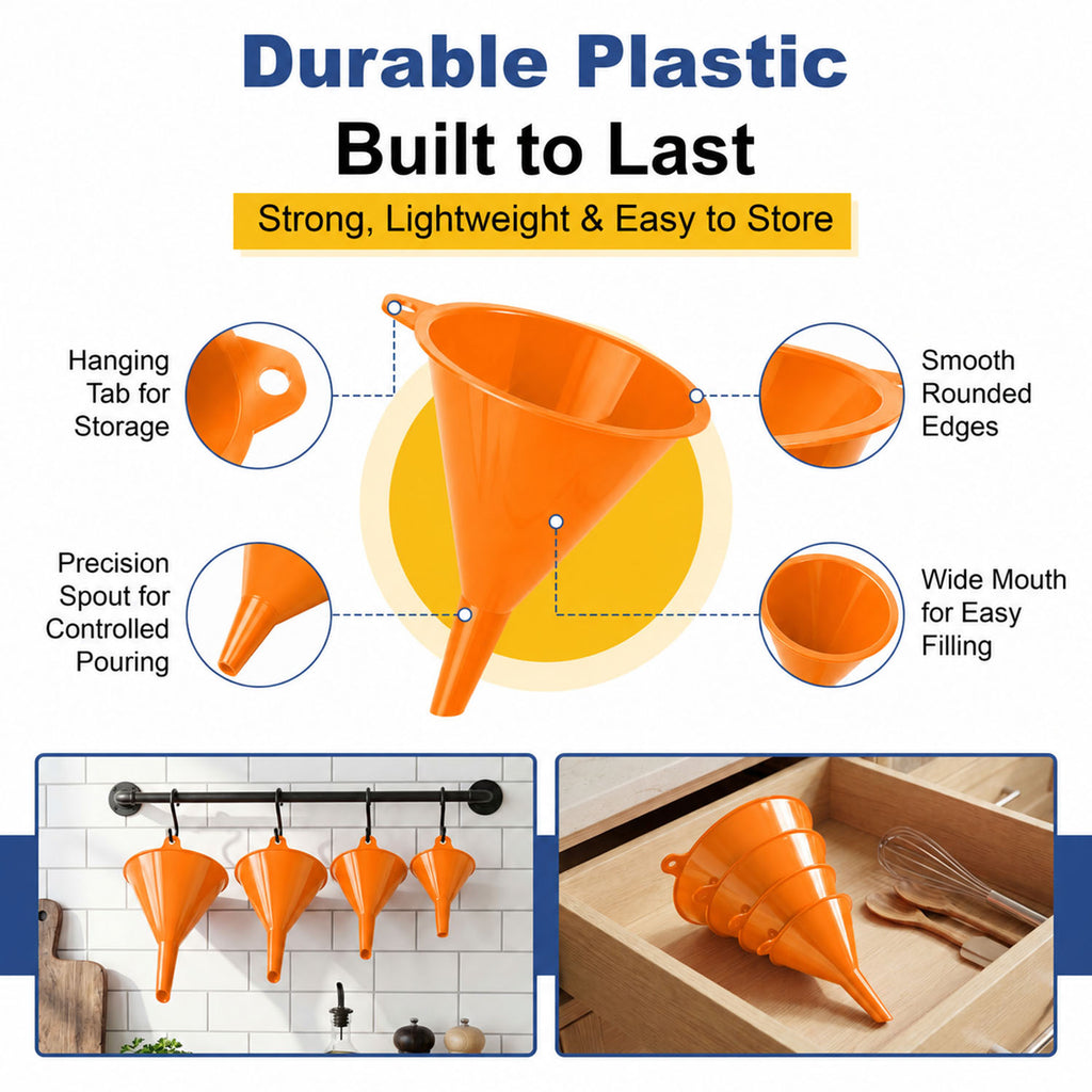 Plastic Funnel Set of 4 - orange