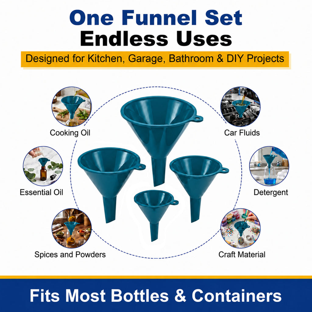 Plastic Funnel Set of 4 - teal