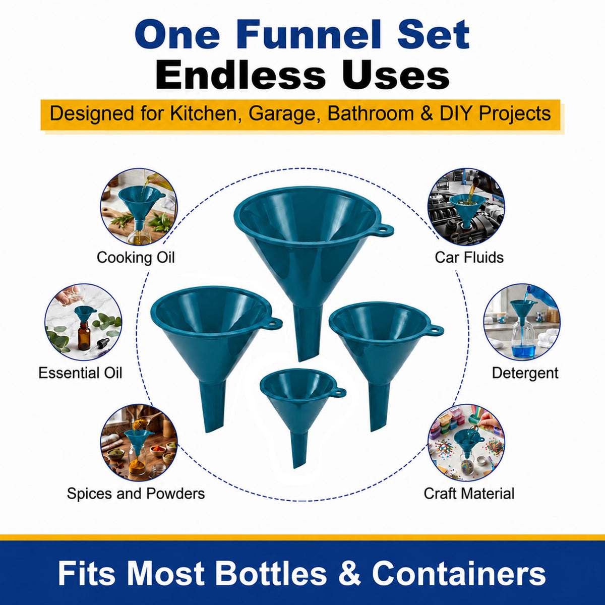 Plastic Funnel Set of 4 - teal