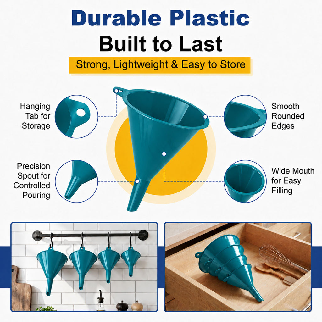 Plastic Funnel Set of 4 - teal