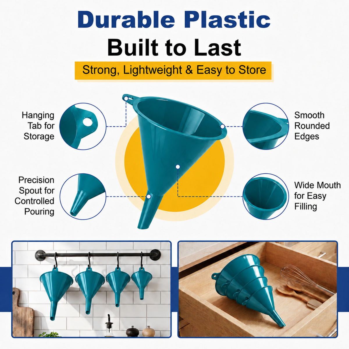 Plastic Funnel Set of 4 - teal