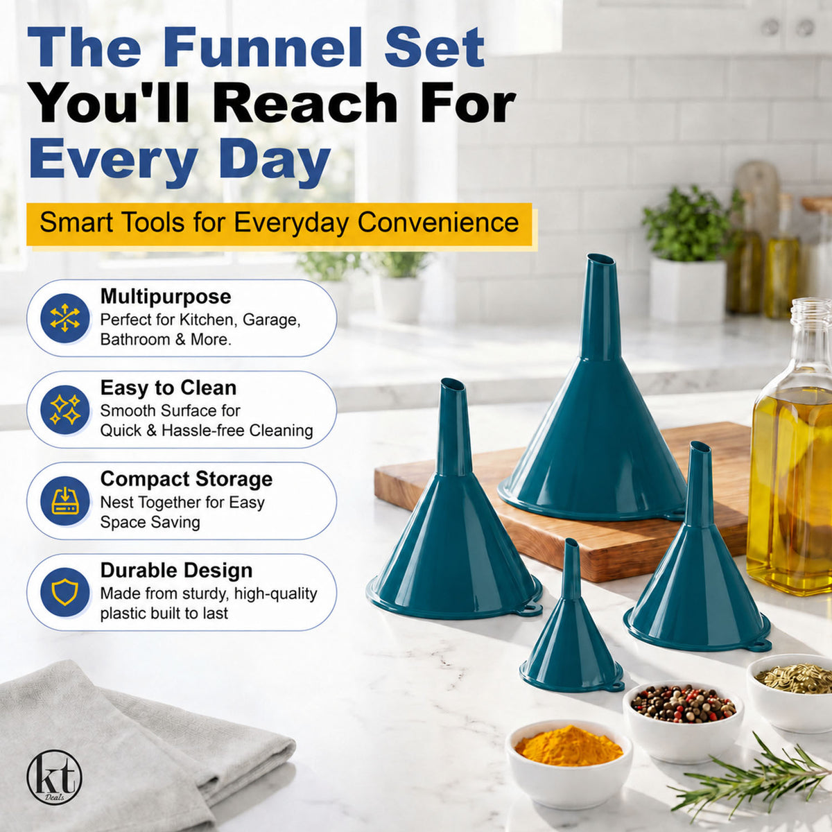 Plastic Funnel Set of 4 - teal