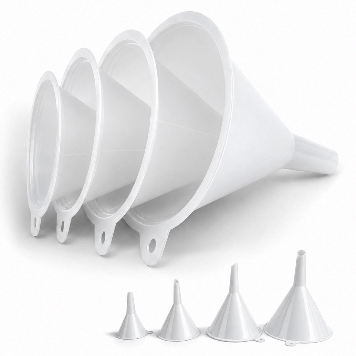 Plastic Funnel Set of 4 - white