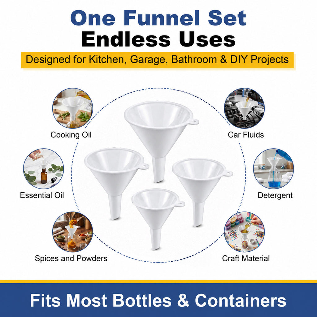 Plastic Funnel Set of 4 - white