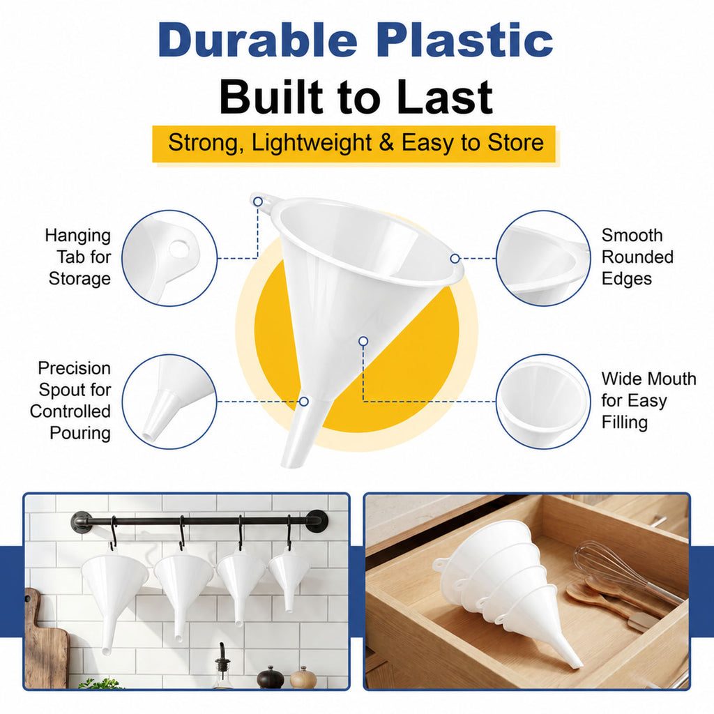 Plastic Funnel Set of 4 - white