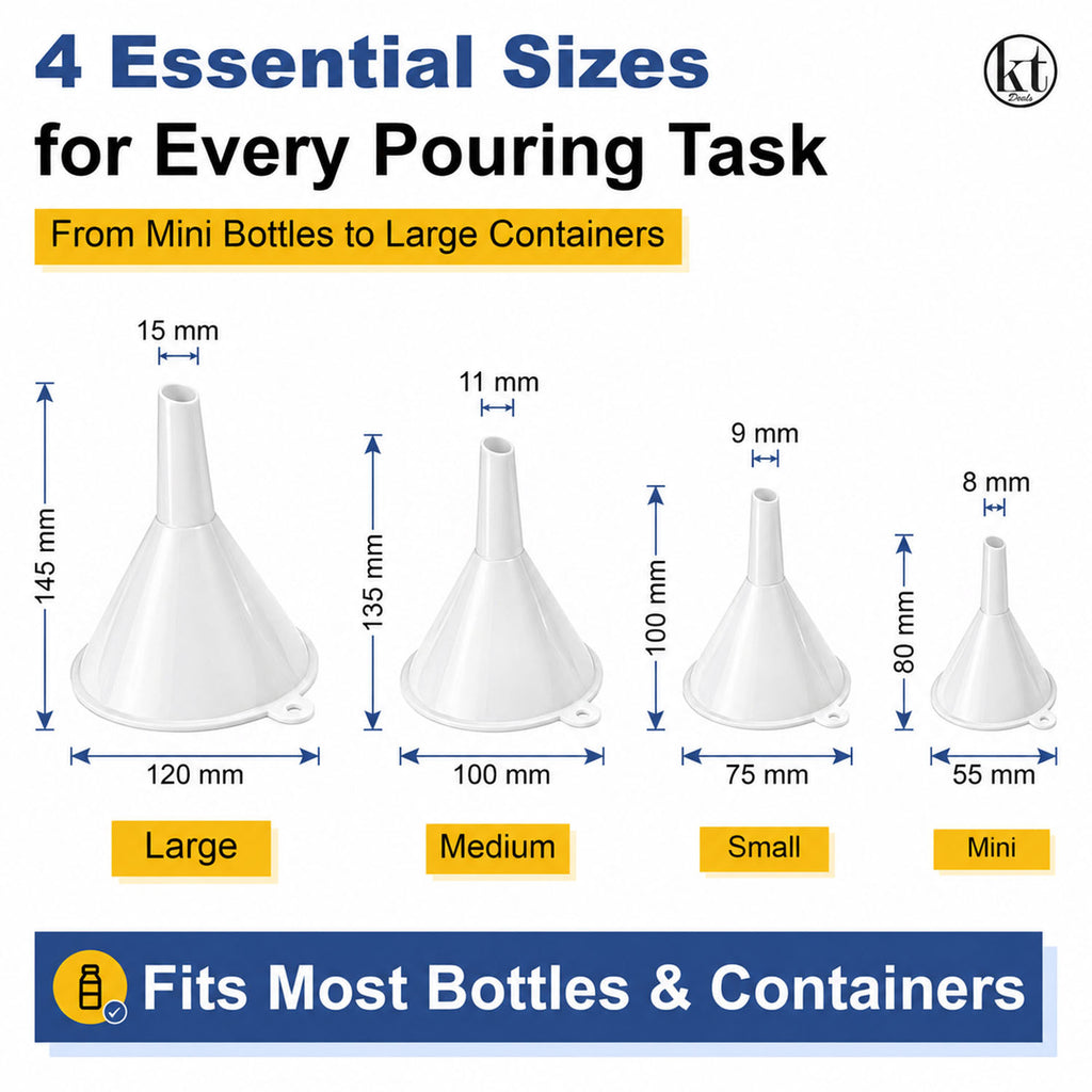 Plastic Funnel Set of 4 - white